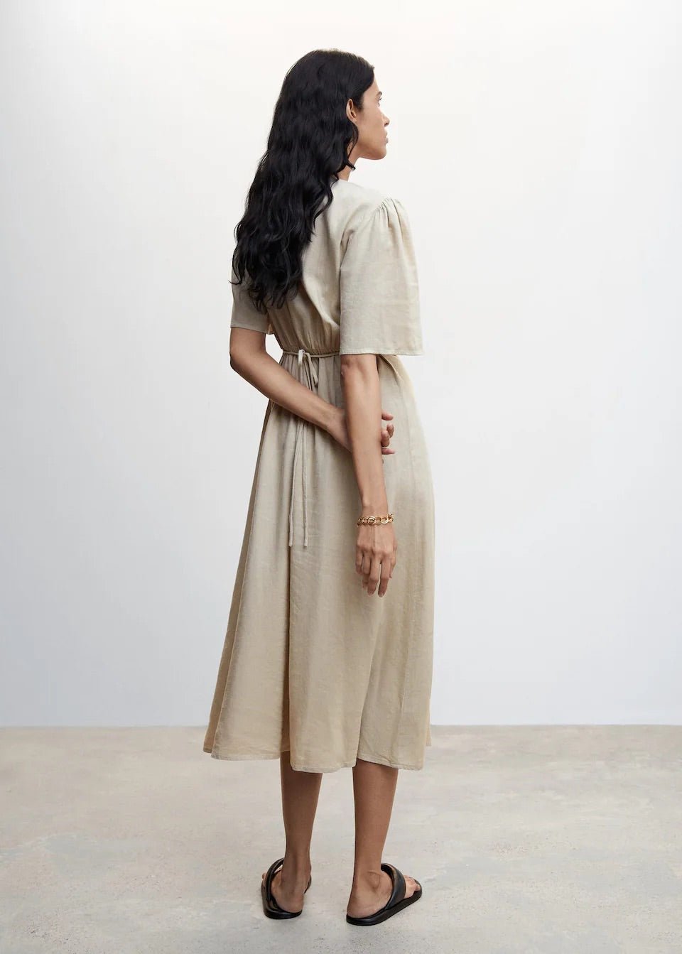 Buttoned linen-blend dress - Laurel Morgan