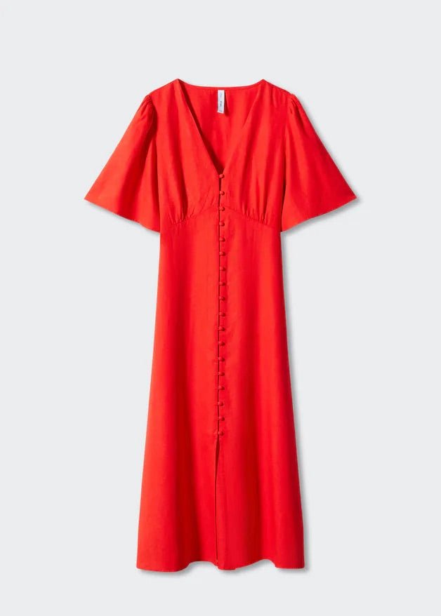 Buttoned linen-blend dress - Laurel Morgan