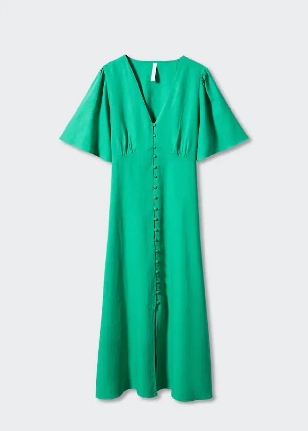 Buttoned linen-blend dress - Laurel Morgan