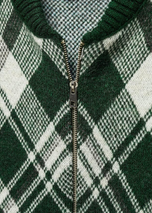 Checkered zipper cardigan - Laurel Morgan