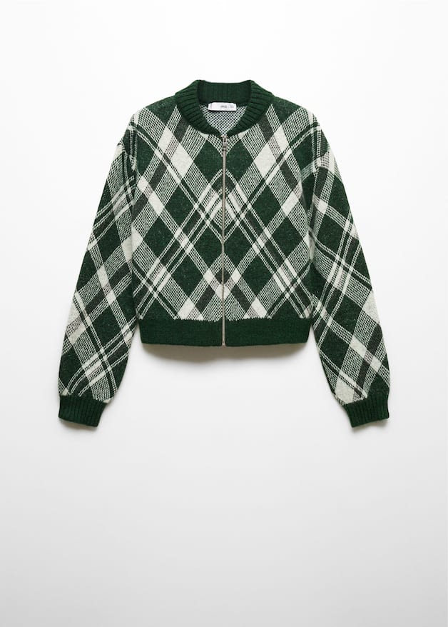 Checkered zipper cardigan - Laurel Morgan