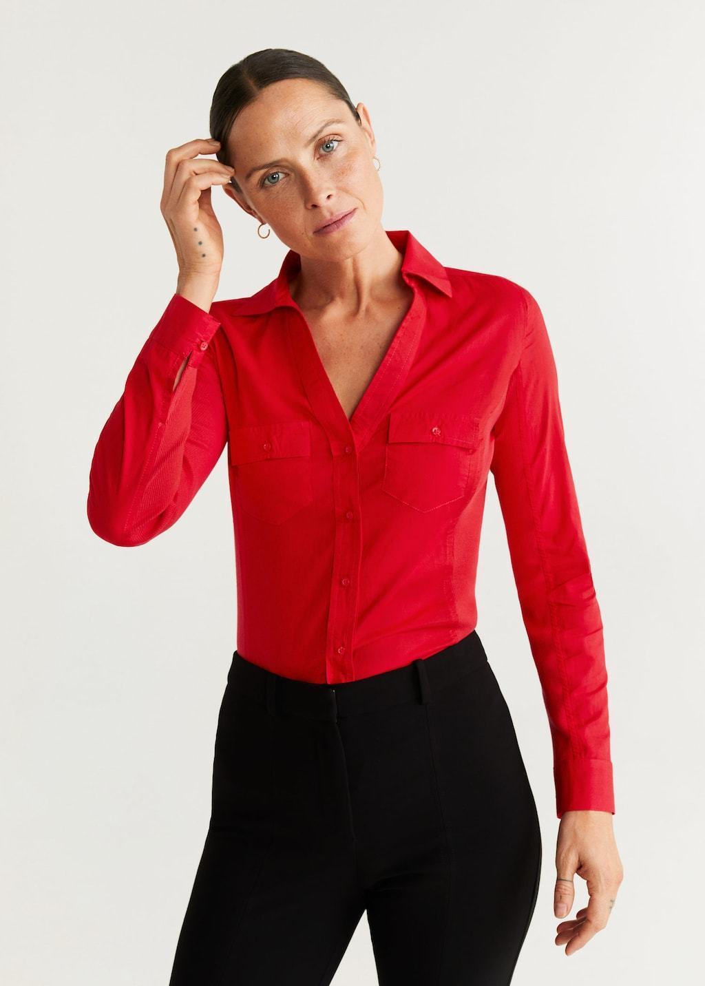 Chest-pocket cotton shirt - Laurel Morgan