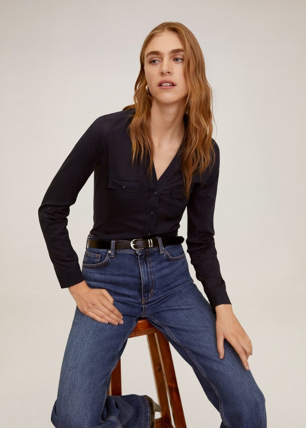 Chest-pocket cotton shirt - Laurel Morgan