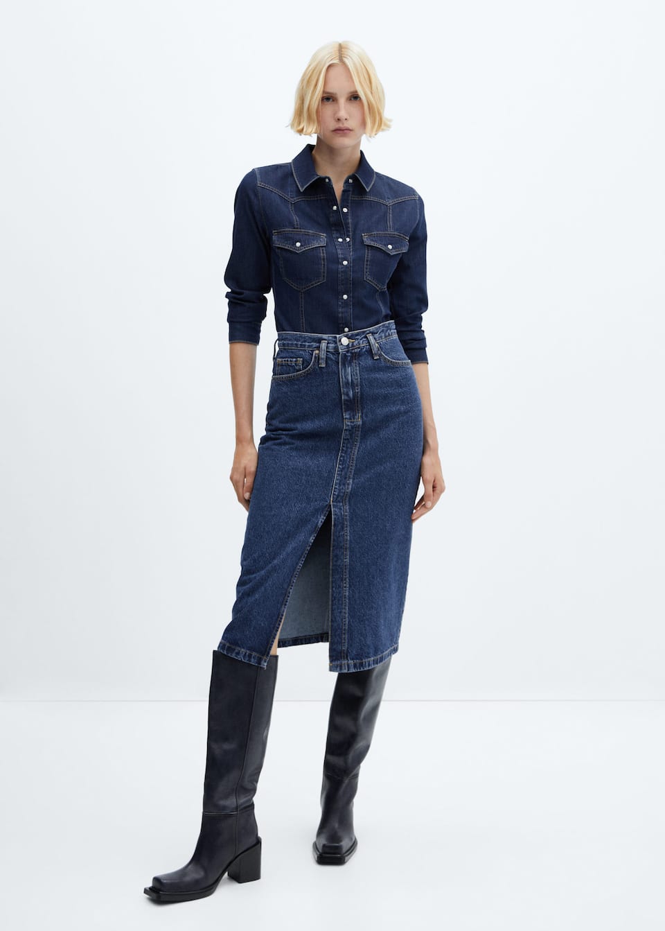 Chest-pocket denim shirt - Laurel Morgan