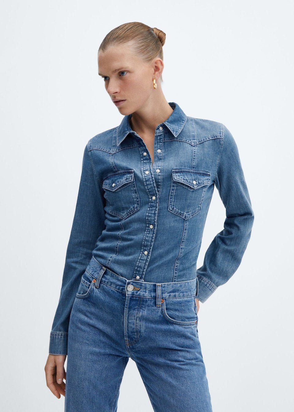 Chest-pocket denim shirt - Laurel Morgan