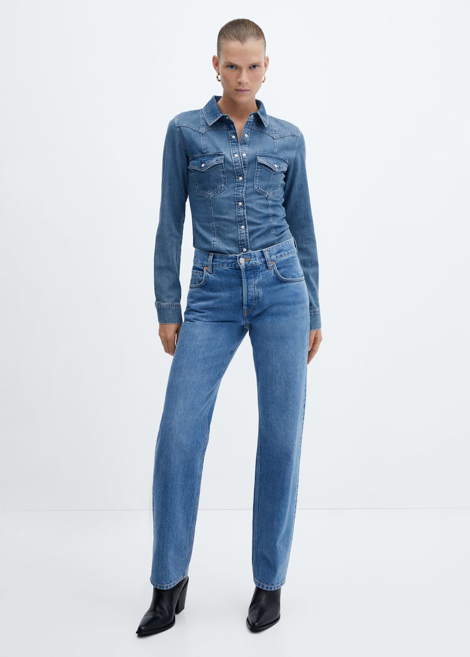 Chest-pocket denim shirt - Laurel Morgan