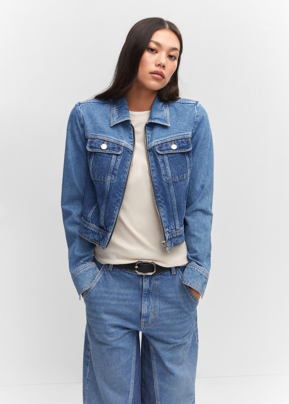 Contrast denim jacket - Laurel Morgan