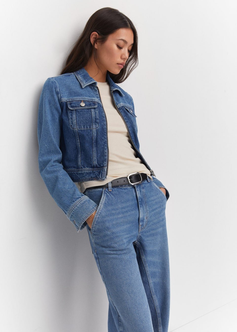 Contrast denim jacket - Laurel Morgan