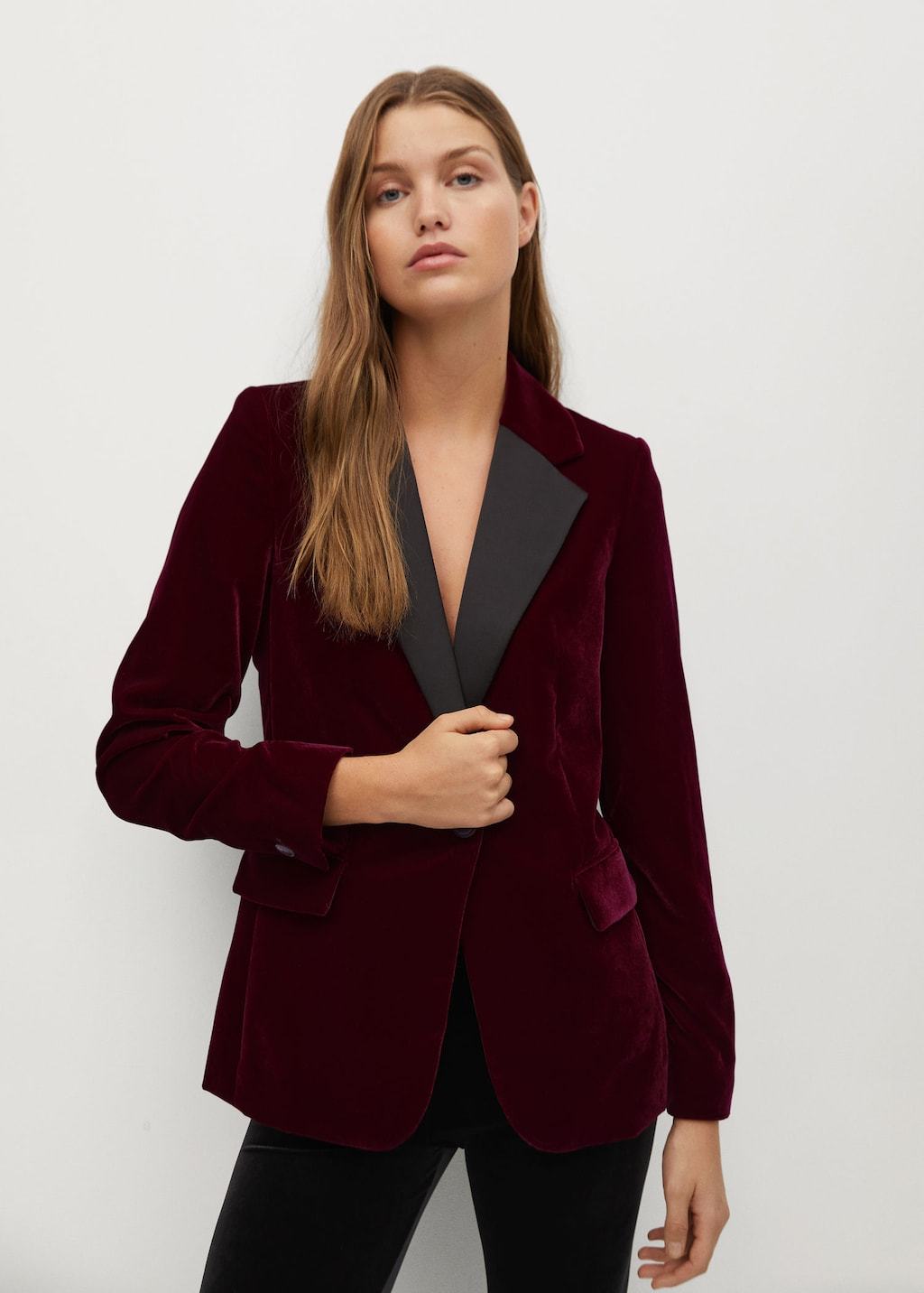 Contrast flap velvet blazer - Laurel Morgan