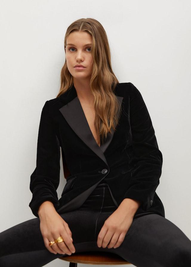 Contrast flap velvet blazer - Laurel Morgan