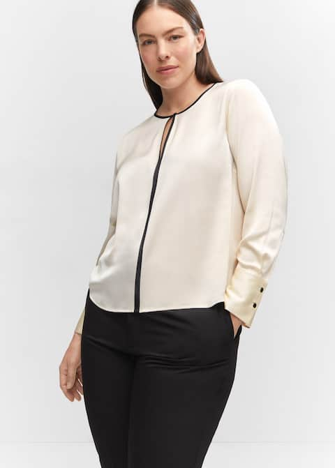 Contrast trim satin blouse - Laurel Morgan