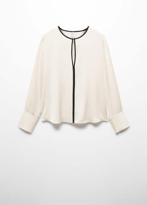 Contrast trim satin blouse - Laurel Morgan