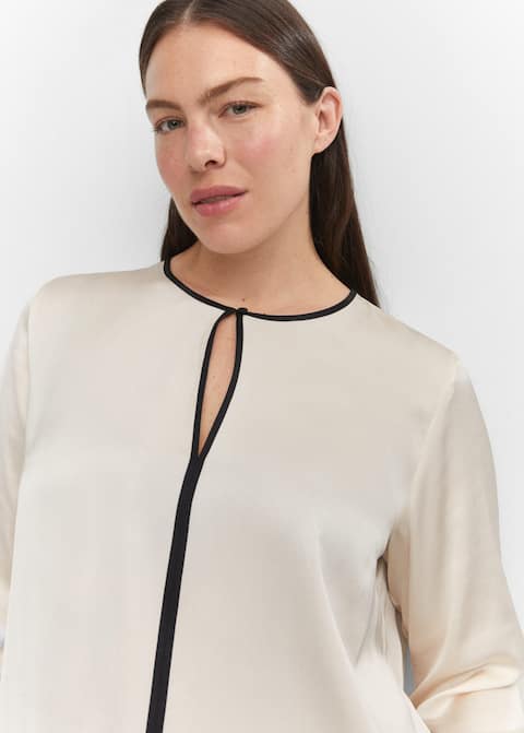 Contrast trim satin blouse - Laurel Morgan