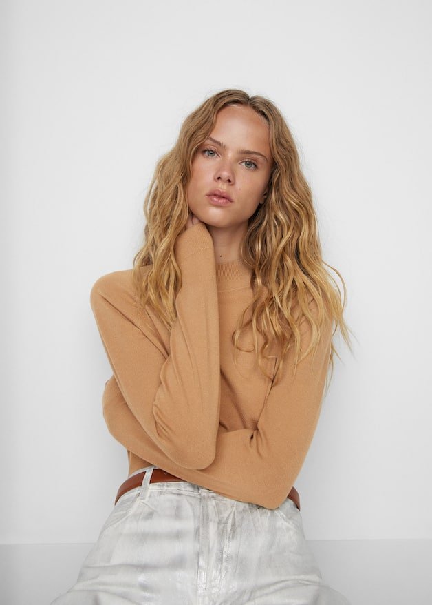 Crop sweater with perkins collar - Laurel Morgan