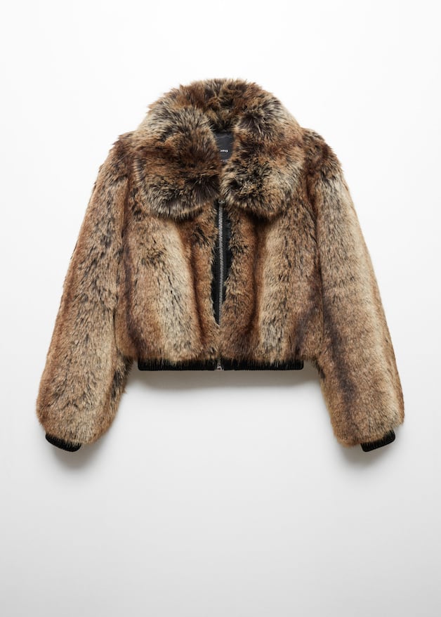 Cropped fur-effect bomber jacket - Laurel Morgan