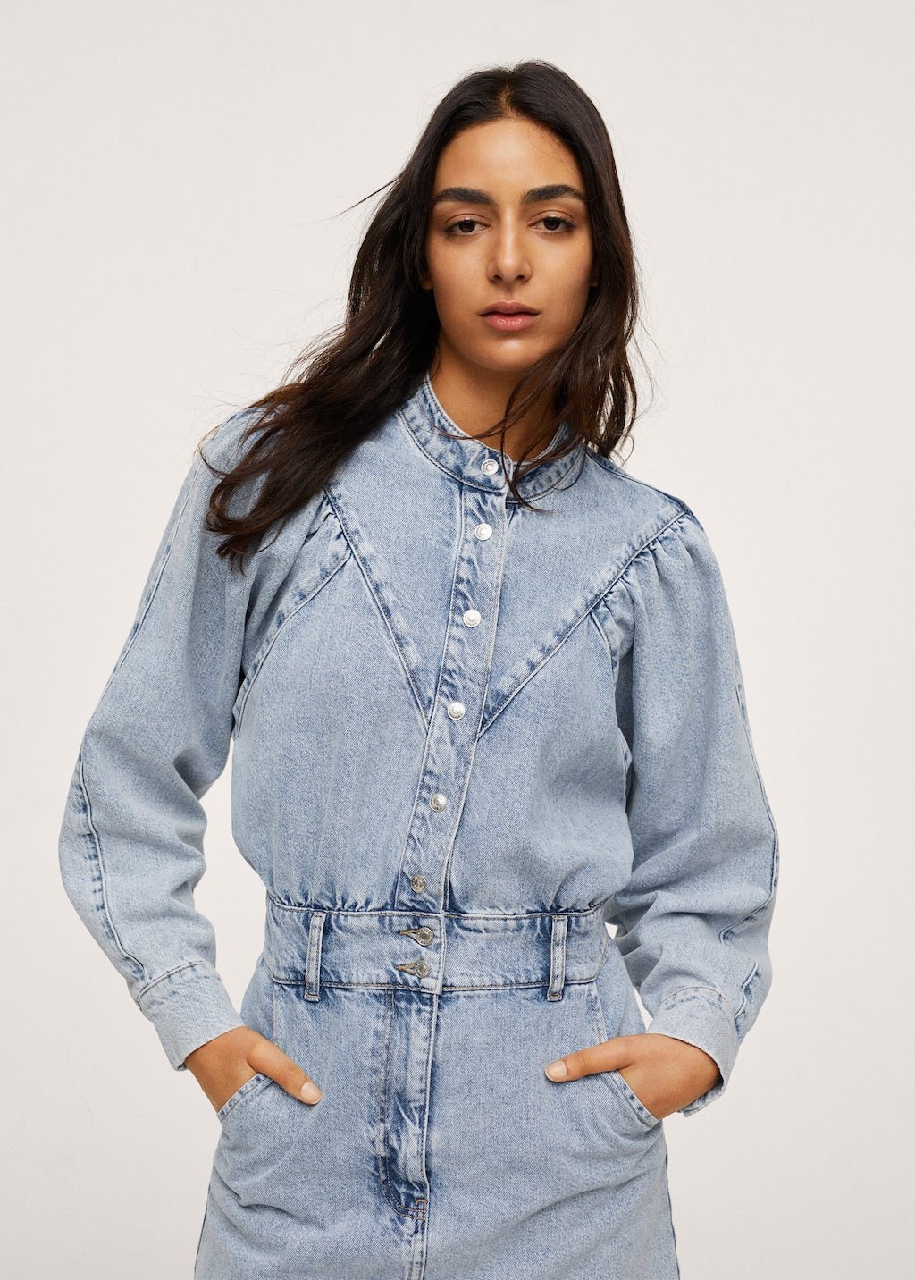 Denim dress with puffed sleeves - Laurel Morgan