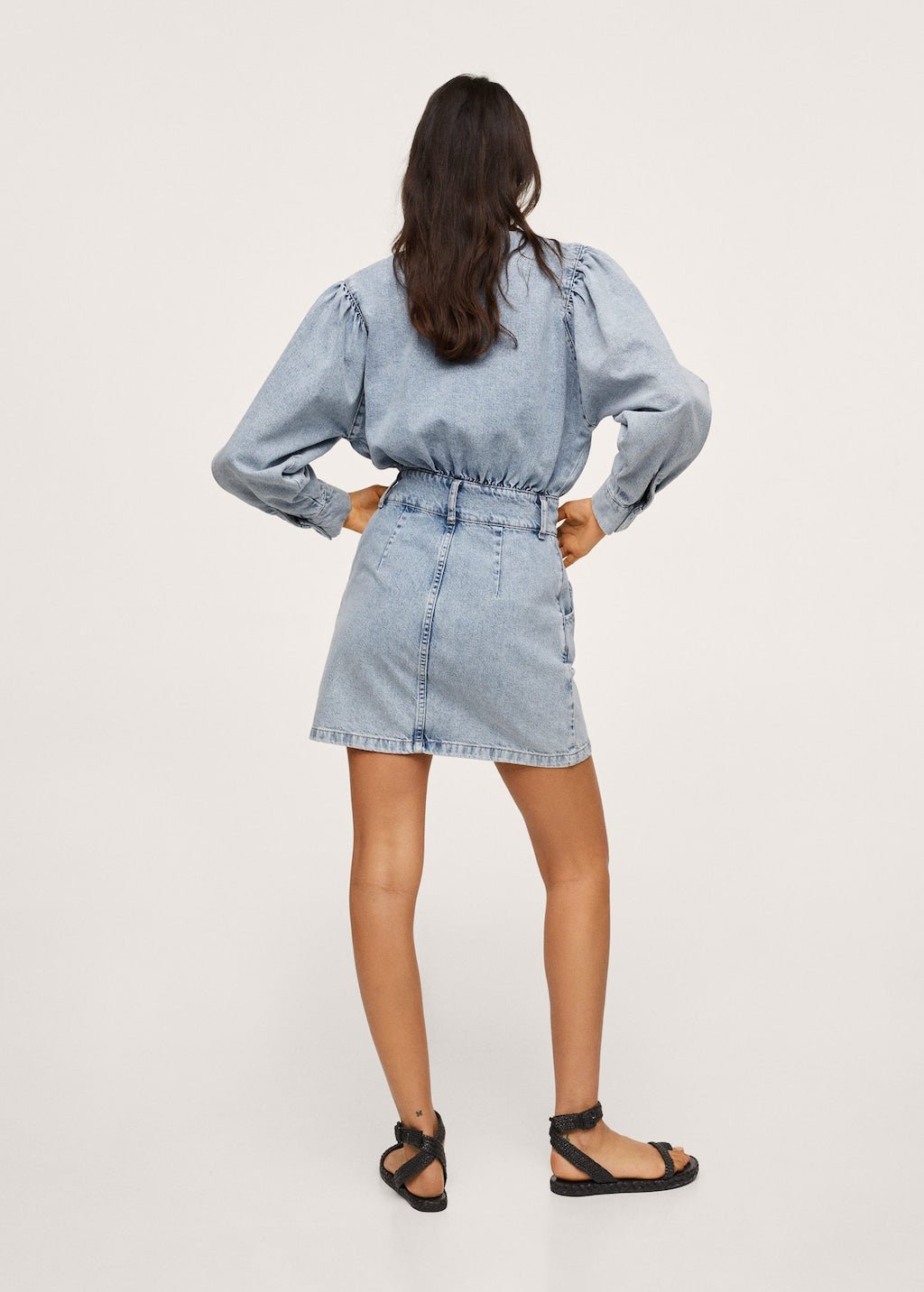 Denim dress with puffed sleeves - Laurel Morgan