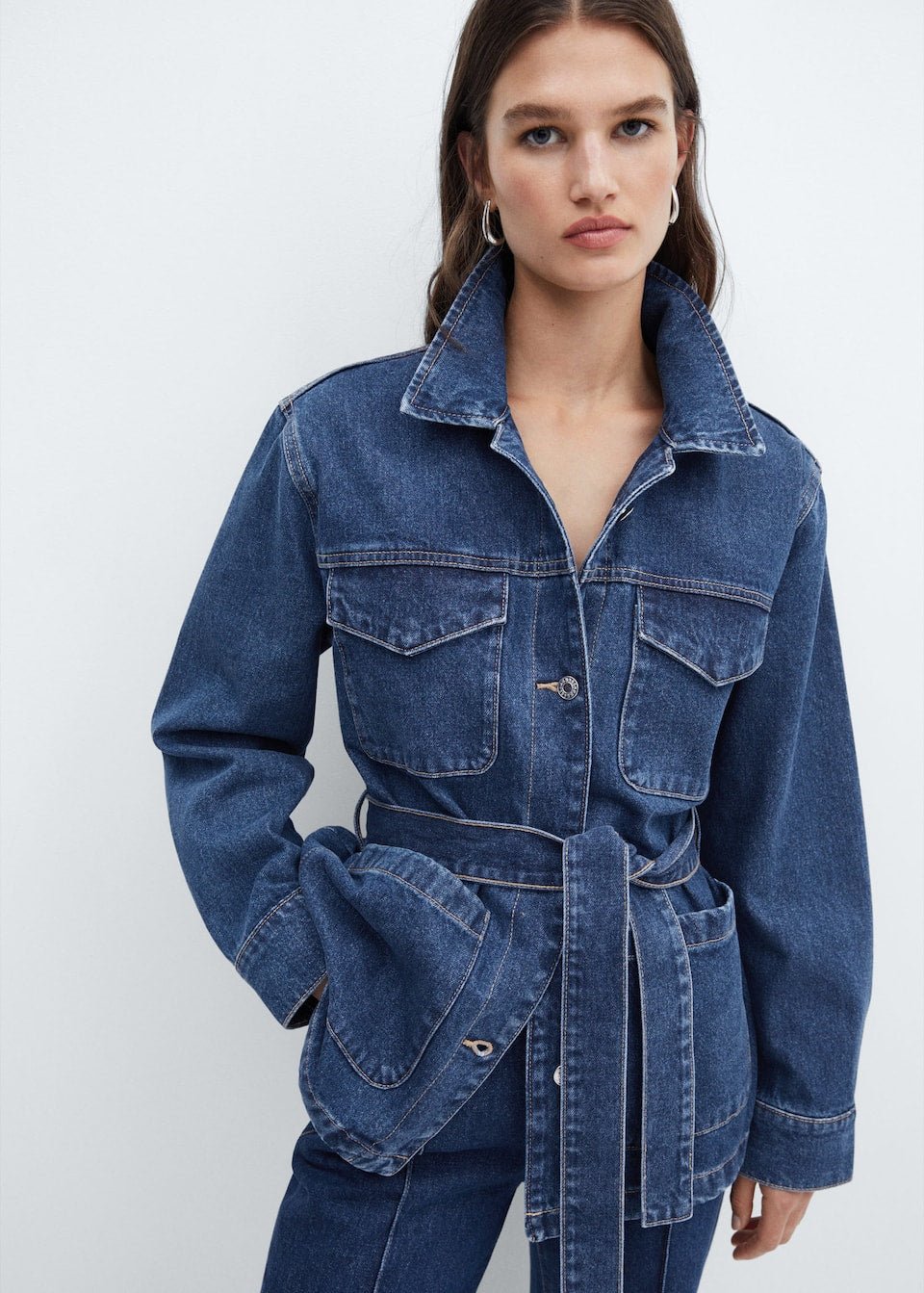 Denim jacket with belt - Laurel Morgan