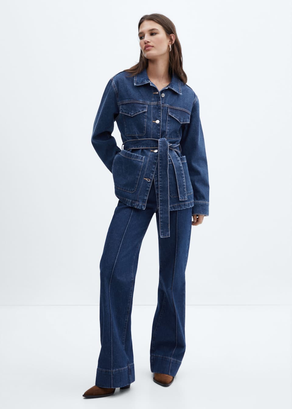 Denim jacket with belt - Laurel Morgan