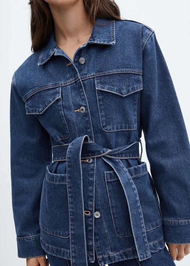 Denim jacket with belt - Laurel Morgan