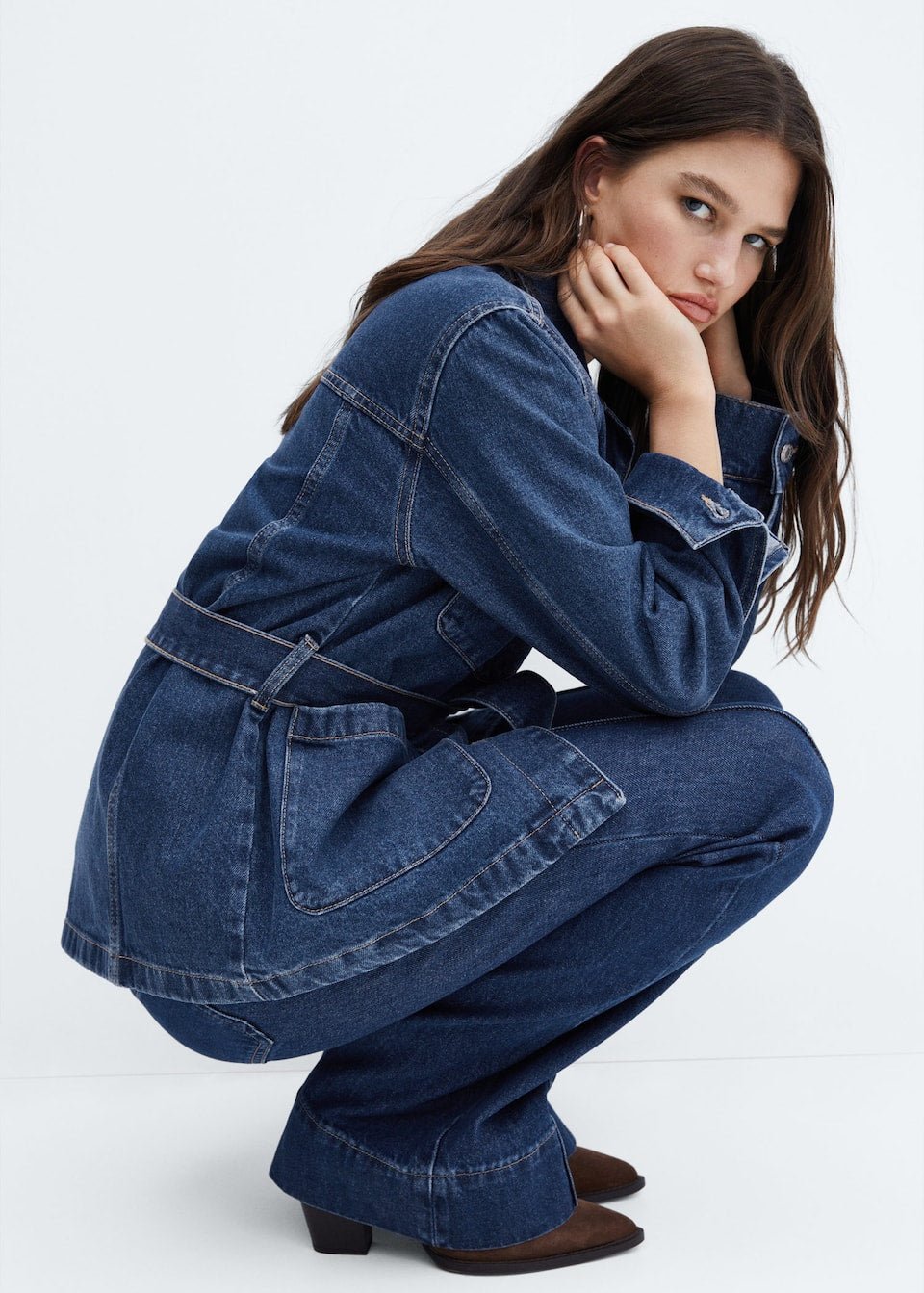 Denim jacket with belt - Laurel Morgan