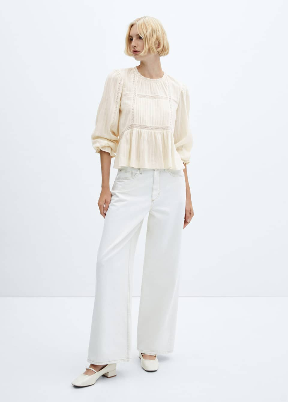 Embroidered blouse with puffed sleeves - Laurel Morgan