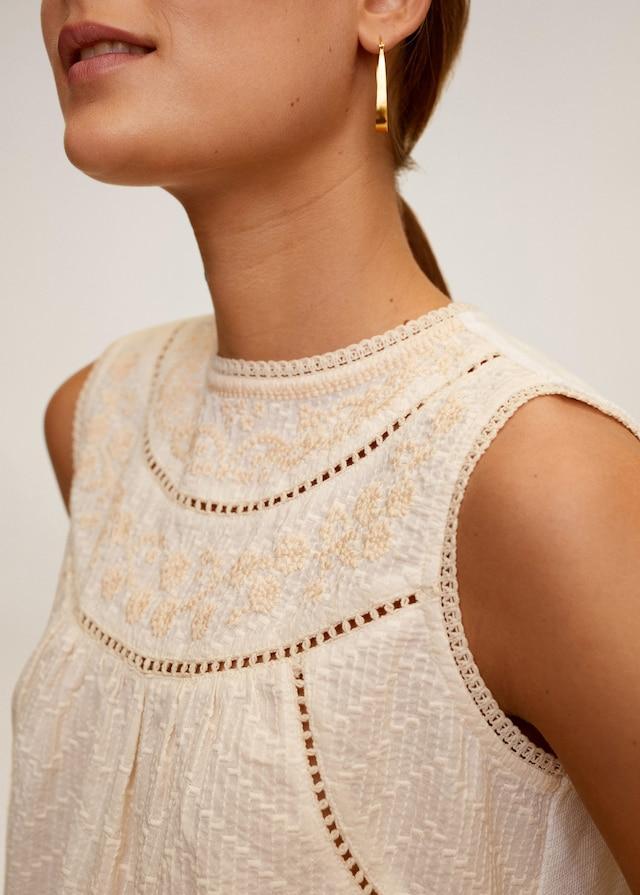 Embroidered open-work top - Laurel Morgan