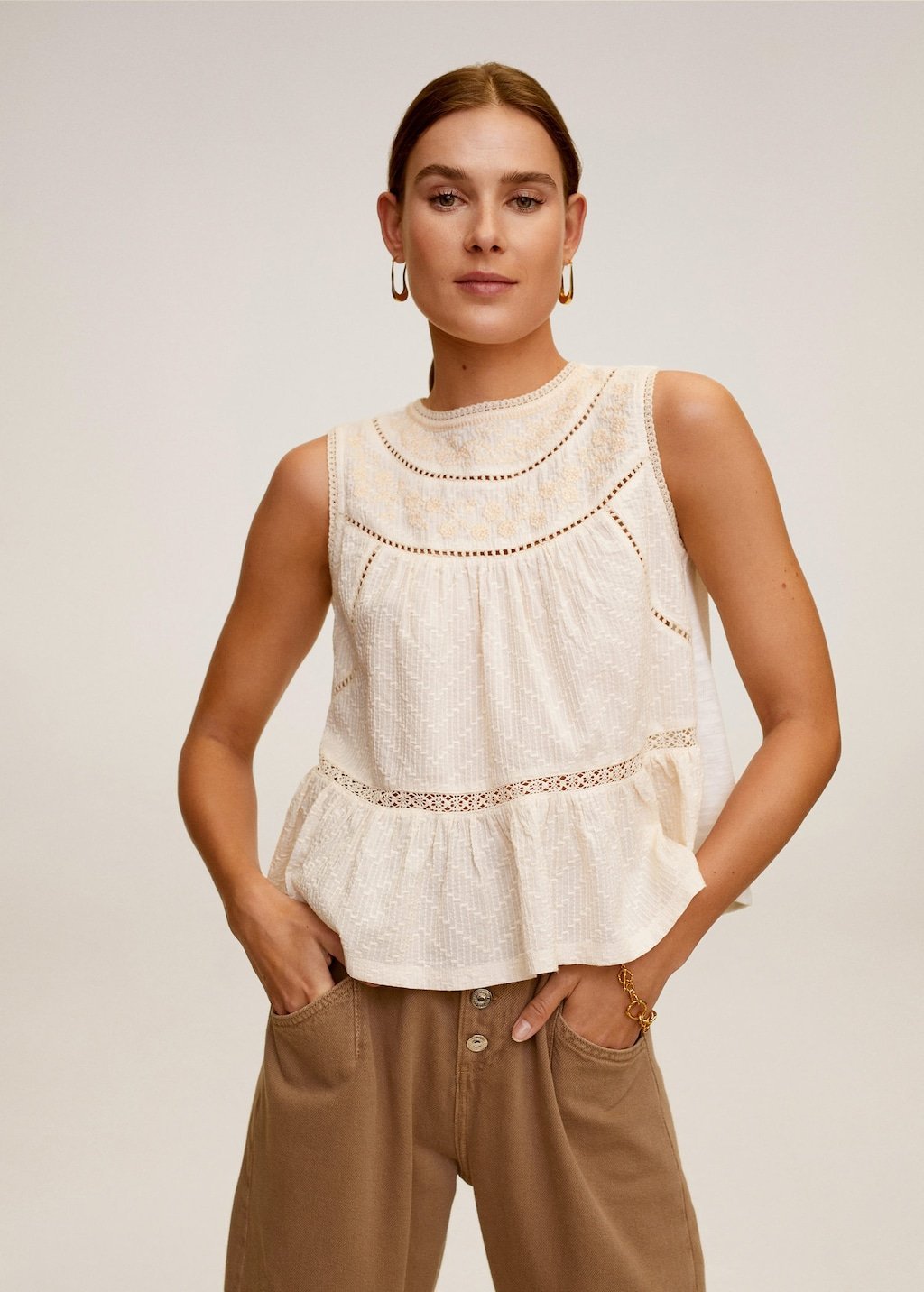 Embroidered open-work top - Laurel Morgan