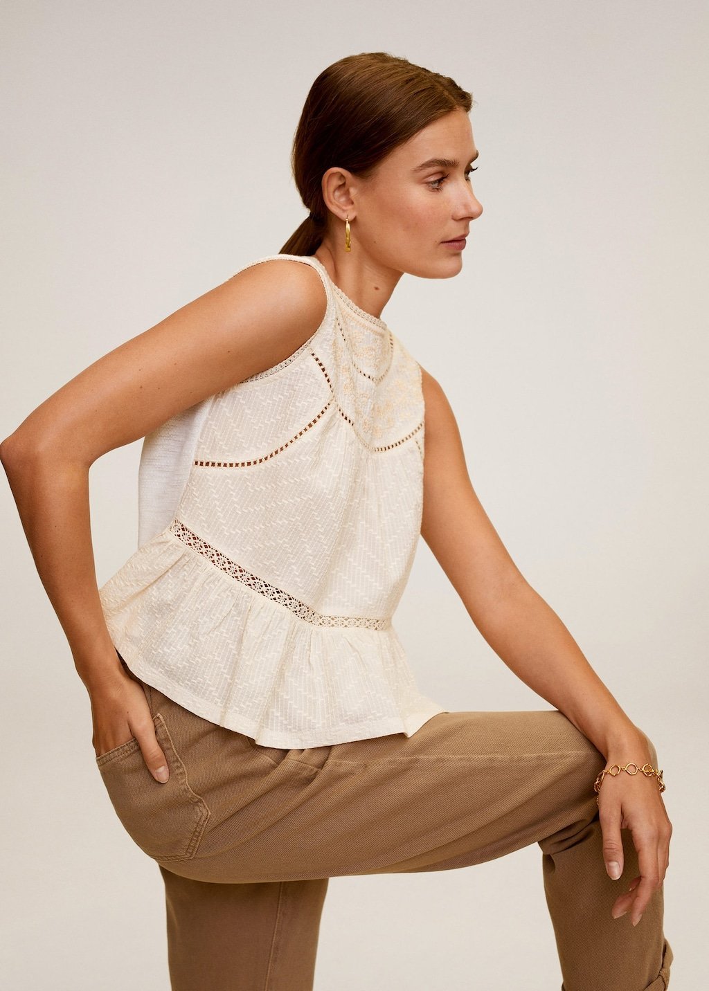 Embroidered open-work top - Laurel Morgan