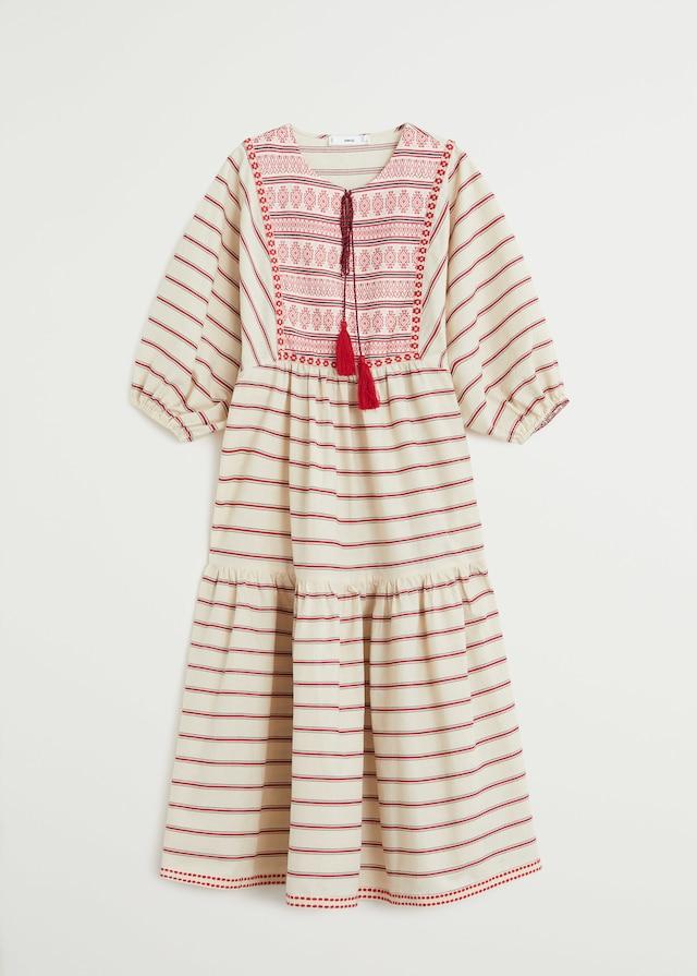 Embroidery striped dress - Laurel Morgan