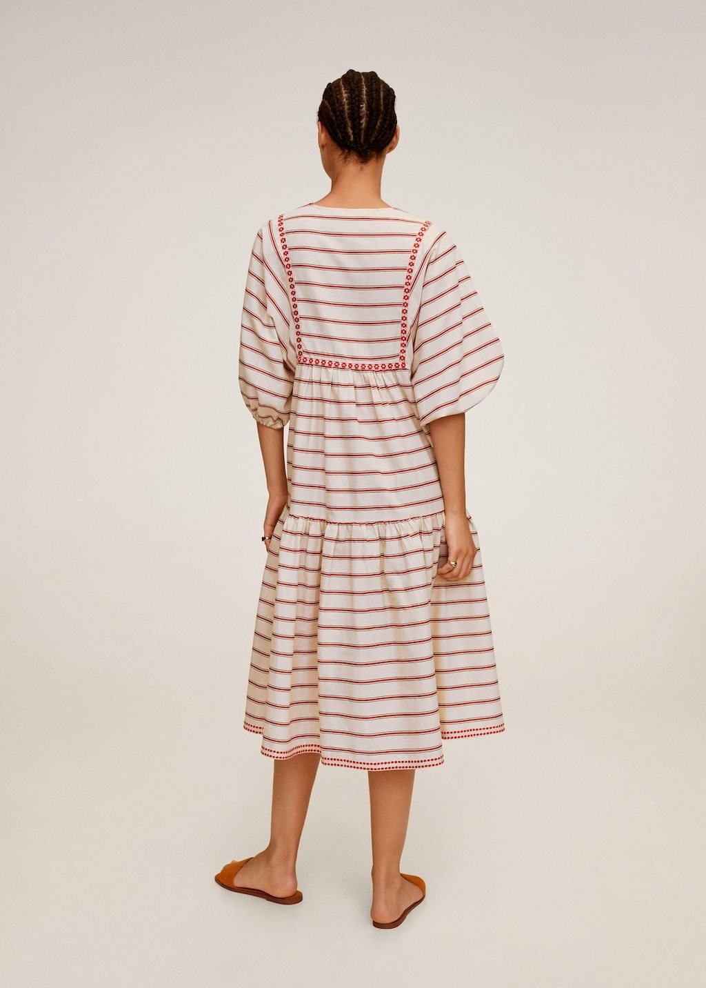 Embroidery striped dress - Laurel Morgan