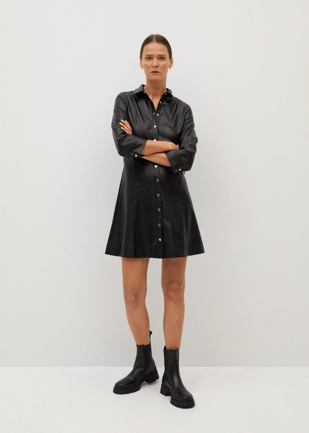 Faux-leather shirt dress - Laurel Morgan