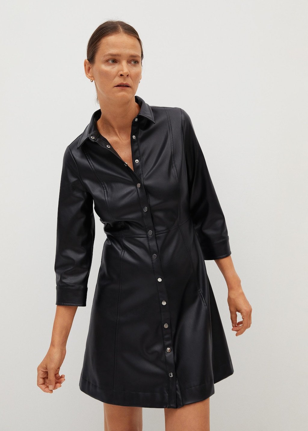 Faux-leather shirt dress - Laurel Morgan