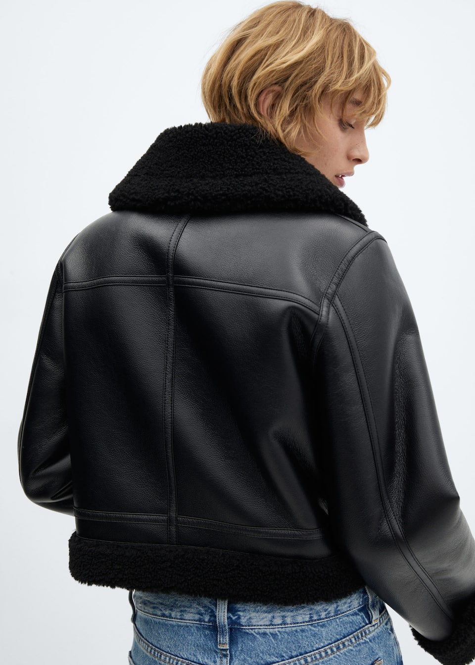 Faux shearling-lined biker jacket - Laurel Morgan