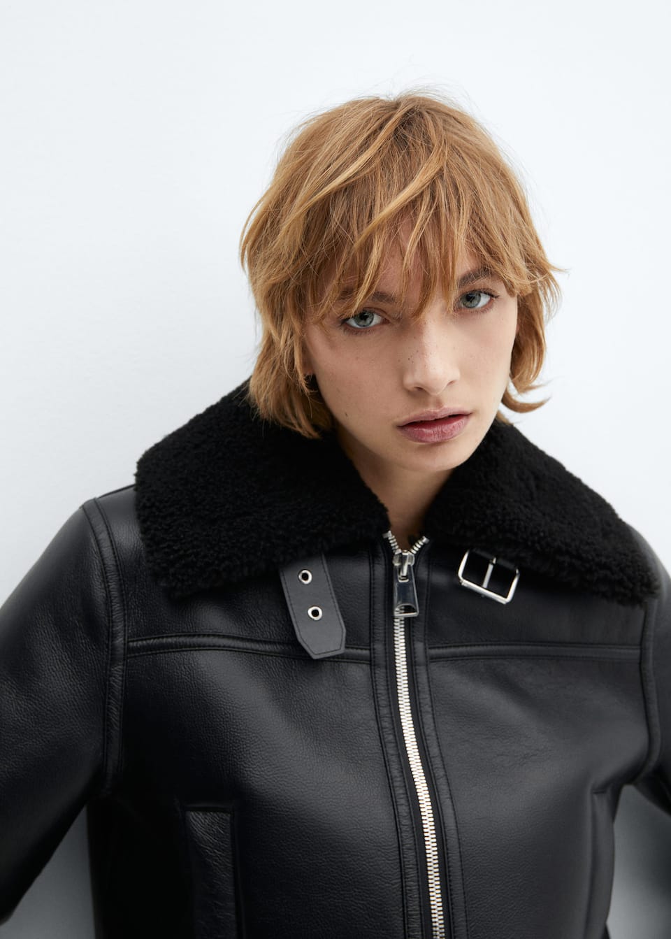 Faux shearling-lined biker jacket - Laurel Morgan