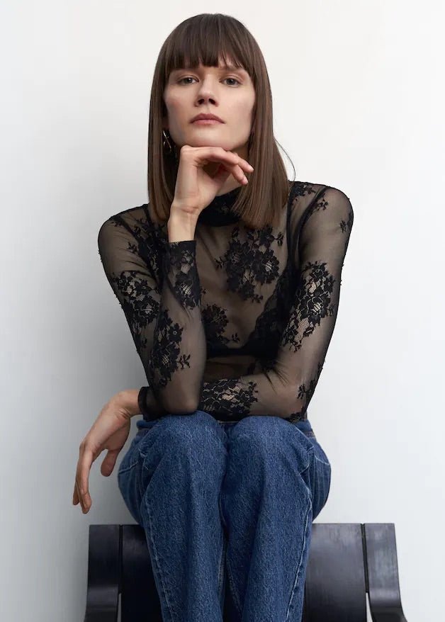 Floral lace T-shirt - Laurel Morgan