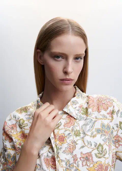 Floral linen-blend shirt - Laurel Morgan