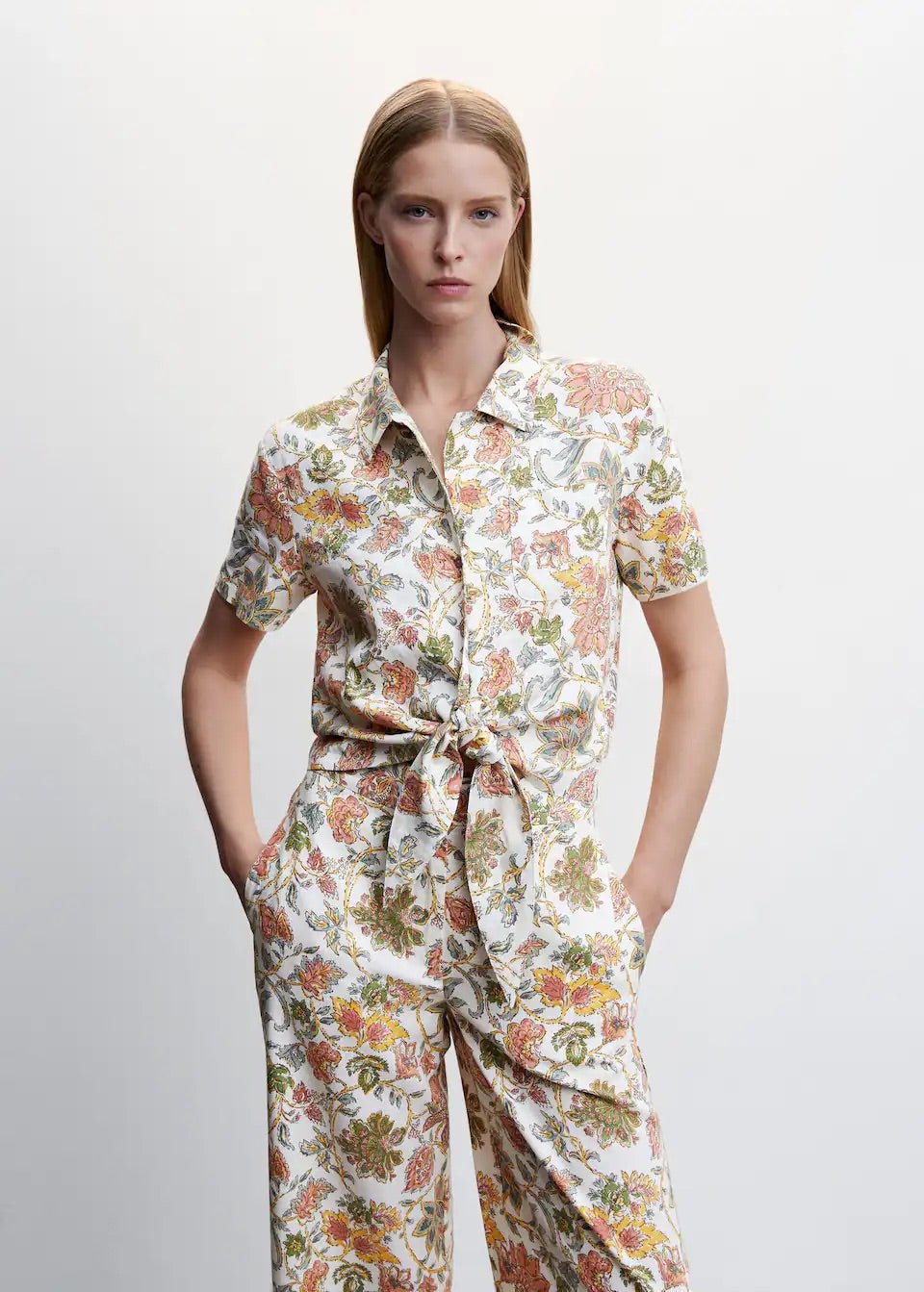 Floral linen-blend shirt - Laurel Morgan