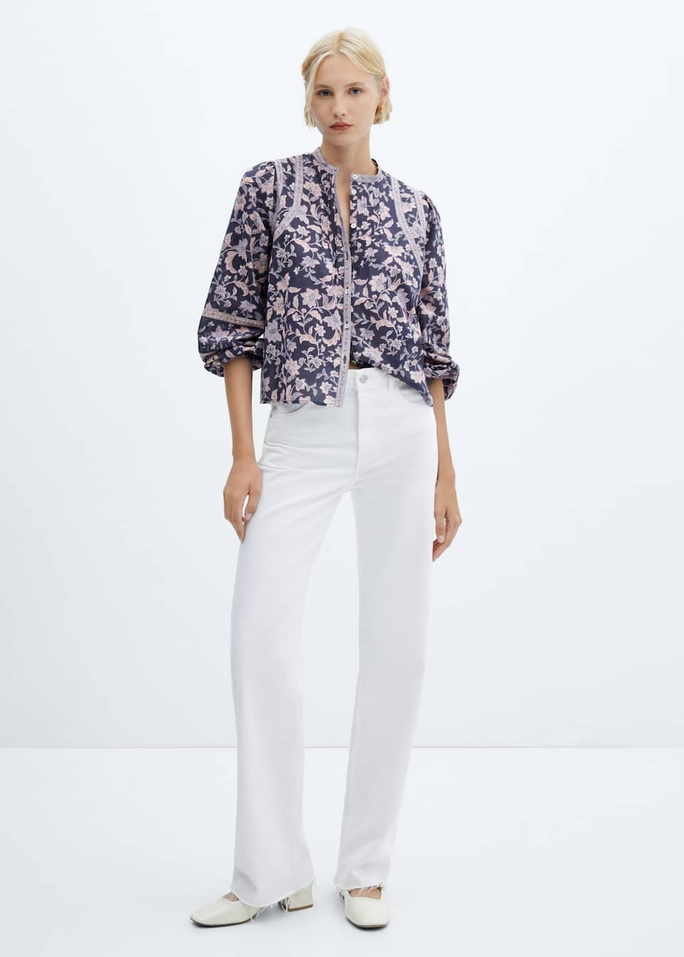 Floral-print cotton blouse - Laurel Morgan