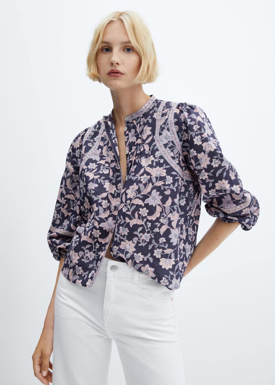 Floral-print cotton blouse - Laurel Morgan