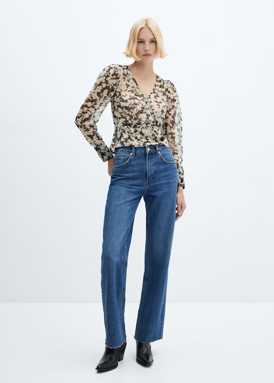 Floral print crossover blouse - Laurel Morgan