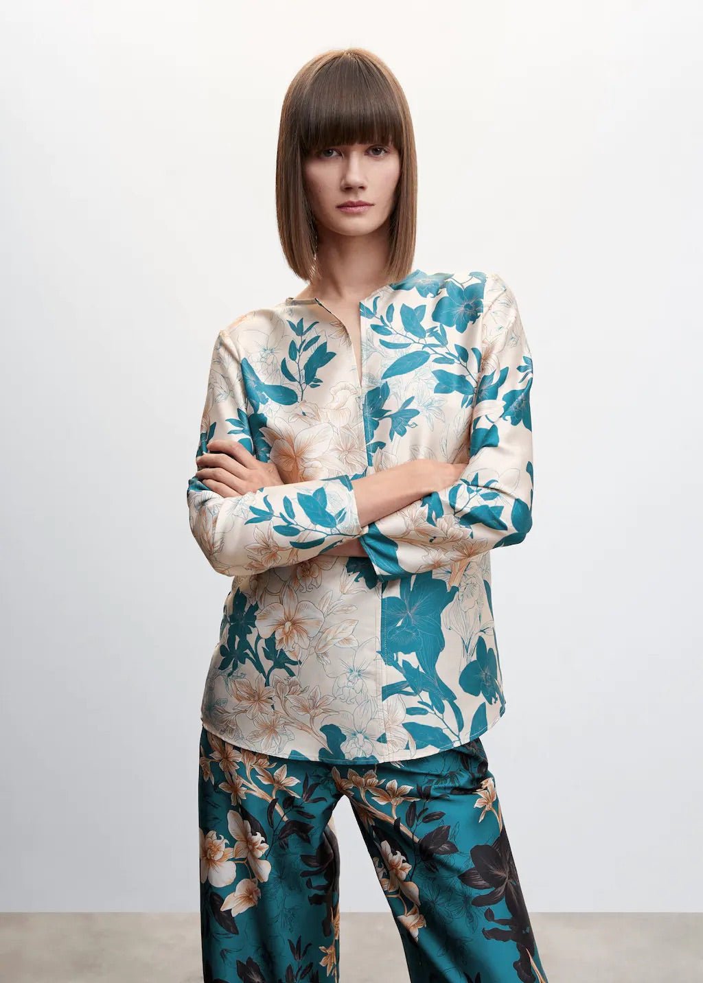 Floral satin blouse - Laurel Morgan