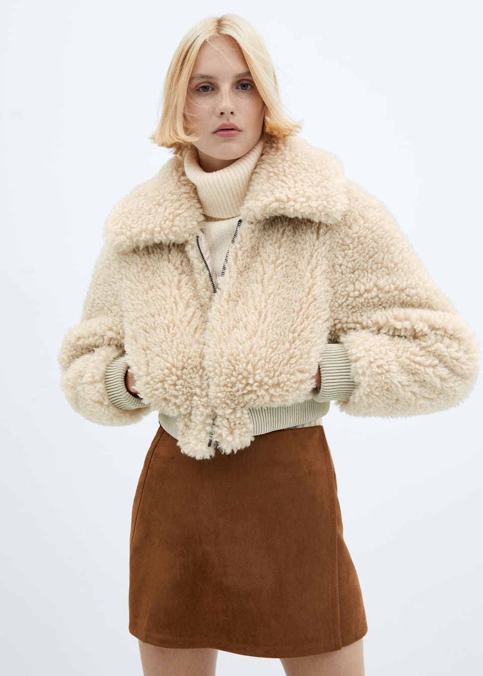 Fur-effect bomber jacket - Laurel Morgan