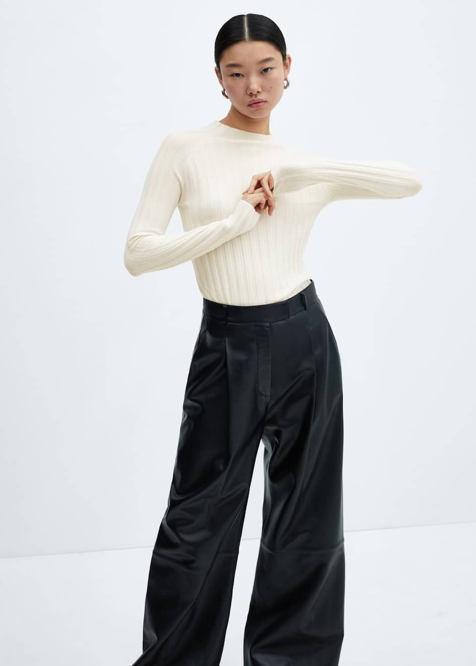 High collar ribbed knit sweater - Laurel Morgan