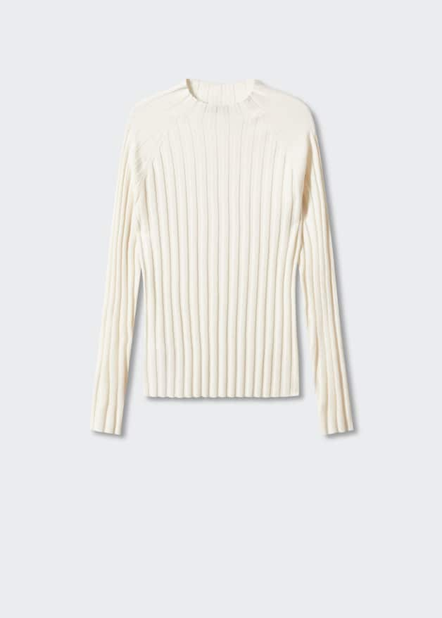 High collar ribbed knit sweater - Laurel Morgan