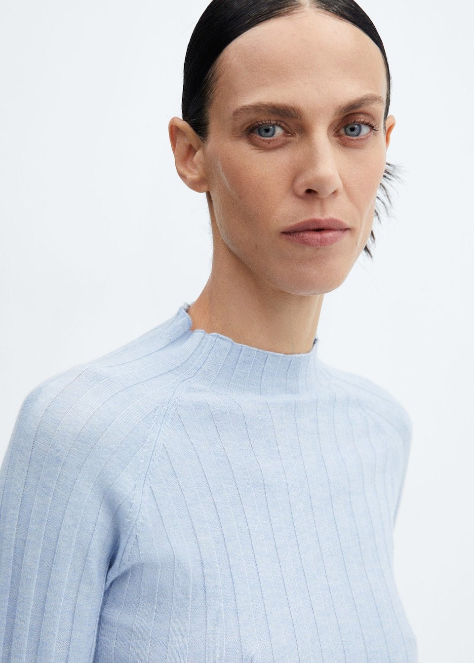 High collar ribbed knit sweater - Laurel Morgan