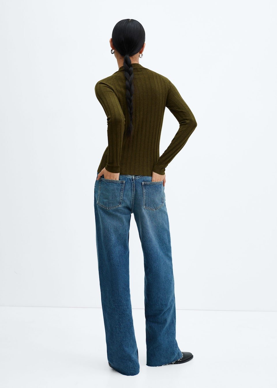 High collar ribbed knit sweater - Laurel Morgan