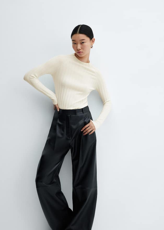 High collar ribbed knit sweater - Laurel Morgan