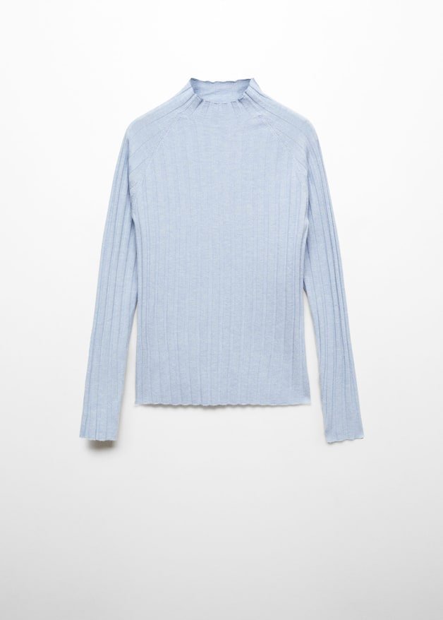 High collar ribbed knit sweater - Laurel Morgan