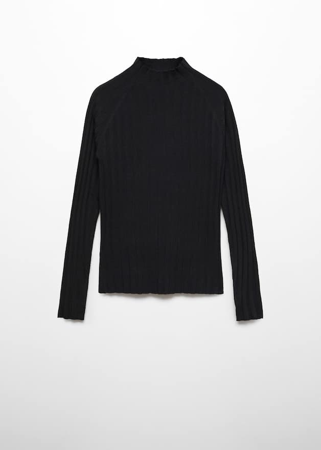 High collar ribbed knit sweater - Laurel Morgan